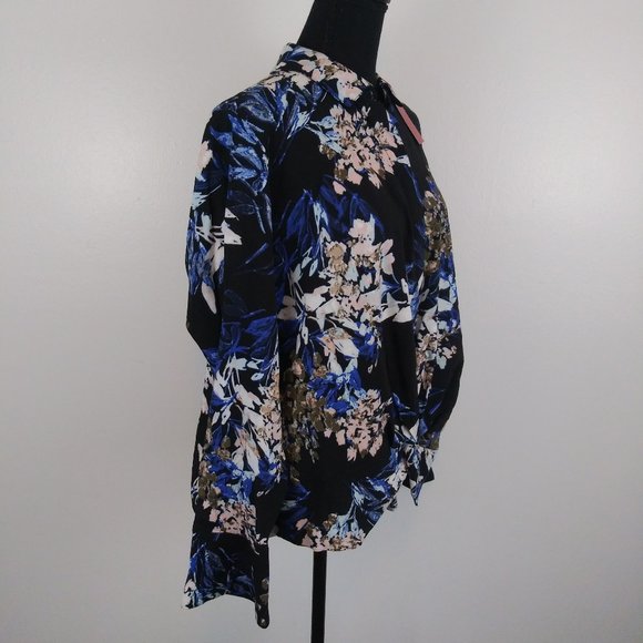 NWT Jennifer Lopez Floral Knot Twist Blouse Top - Picture 3 of 7